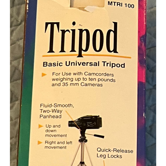 Magnavox Tripod Universal Two Way Panhead 4 Way Movement Rubber Tipped Feet - Picture 3 of 10